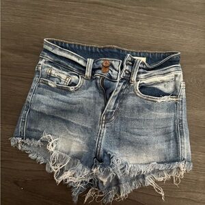 Denim Frayed Hem Women Shorts